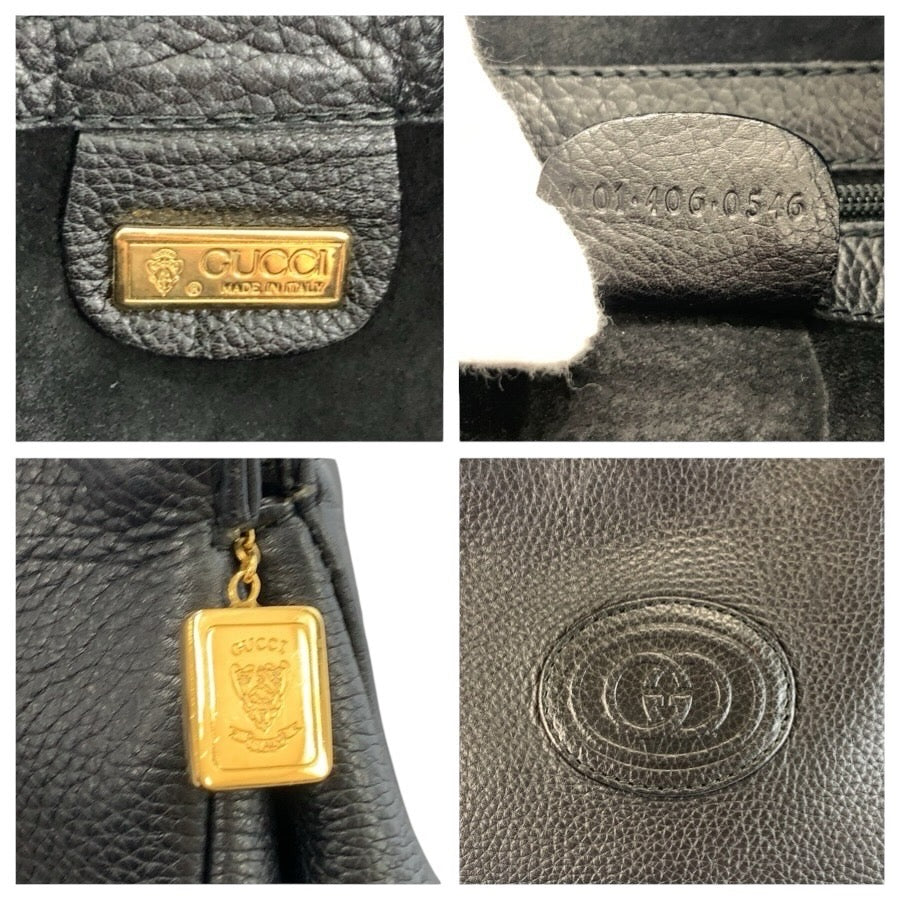 24770
GUCCI グッチ ヴィンテージ ブラック 黒 ゴールド金具 レザー 001 406 0546 トートバッグ ショルダーバッグ レディース ABP42