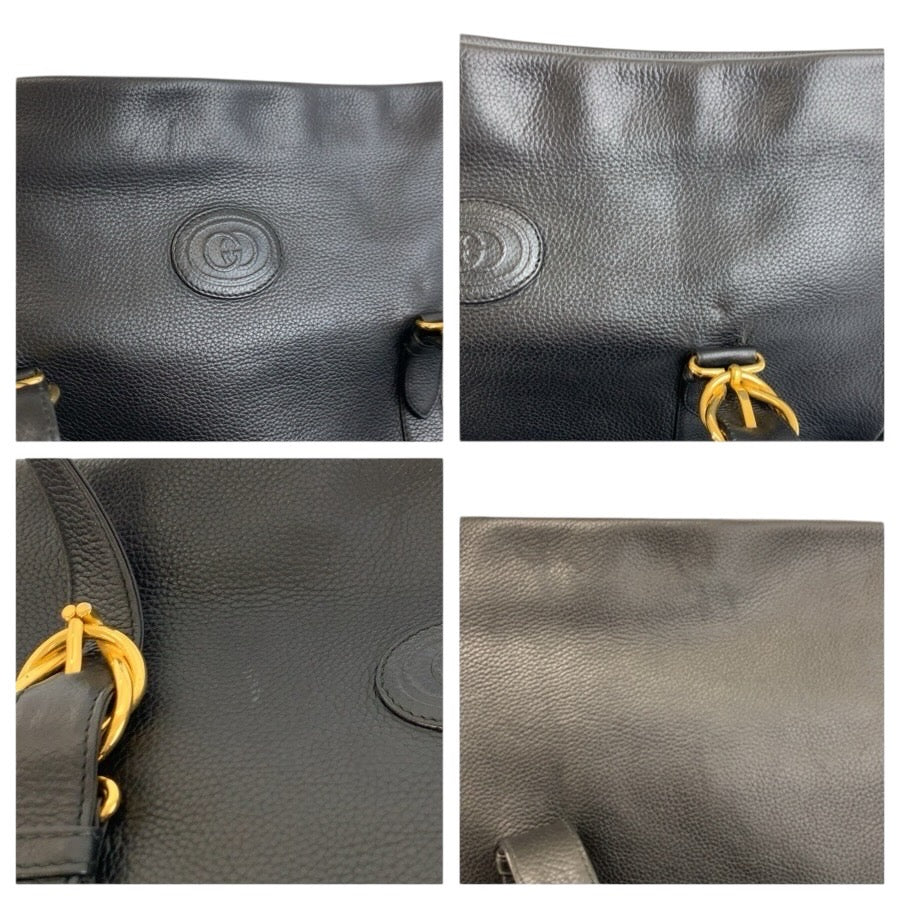 24770
GUCCI グッチ ヴィンテージ ブラック 黒 ゴールド金具 レザー 001 406 0546 トートバッグ ショルダーバッグ レディース ABP42
