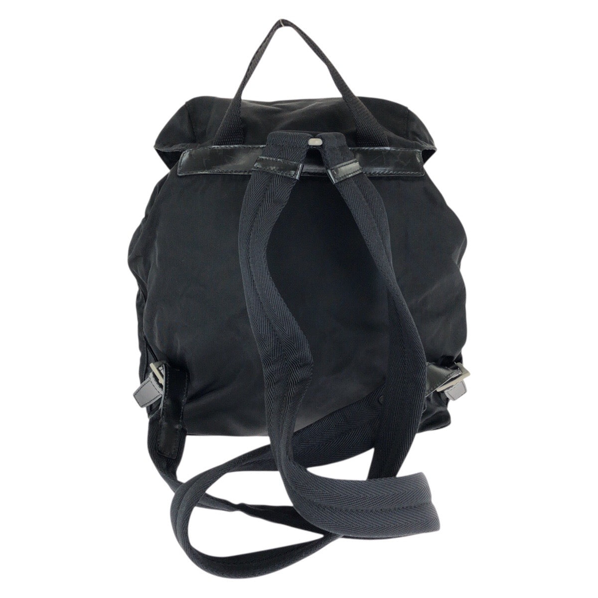 24772
PRADA プラダ テスート 三角ロゴプレート ブラック 黒 シルバー金具 ナイロン リュックサック バックパック レディース ABP42