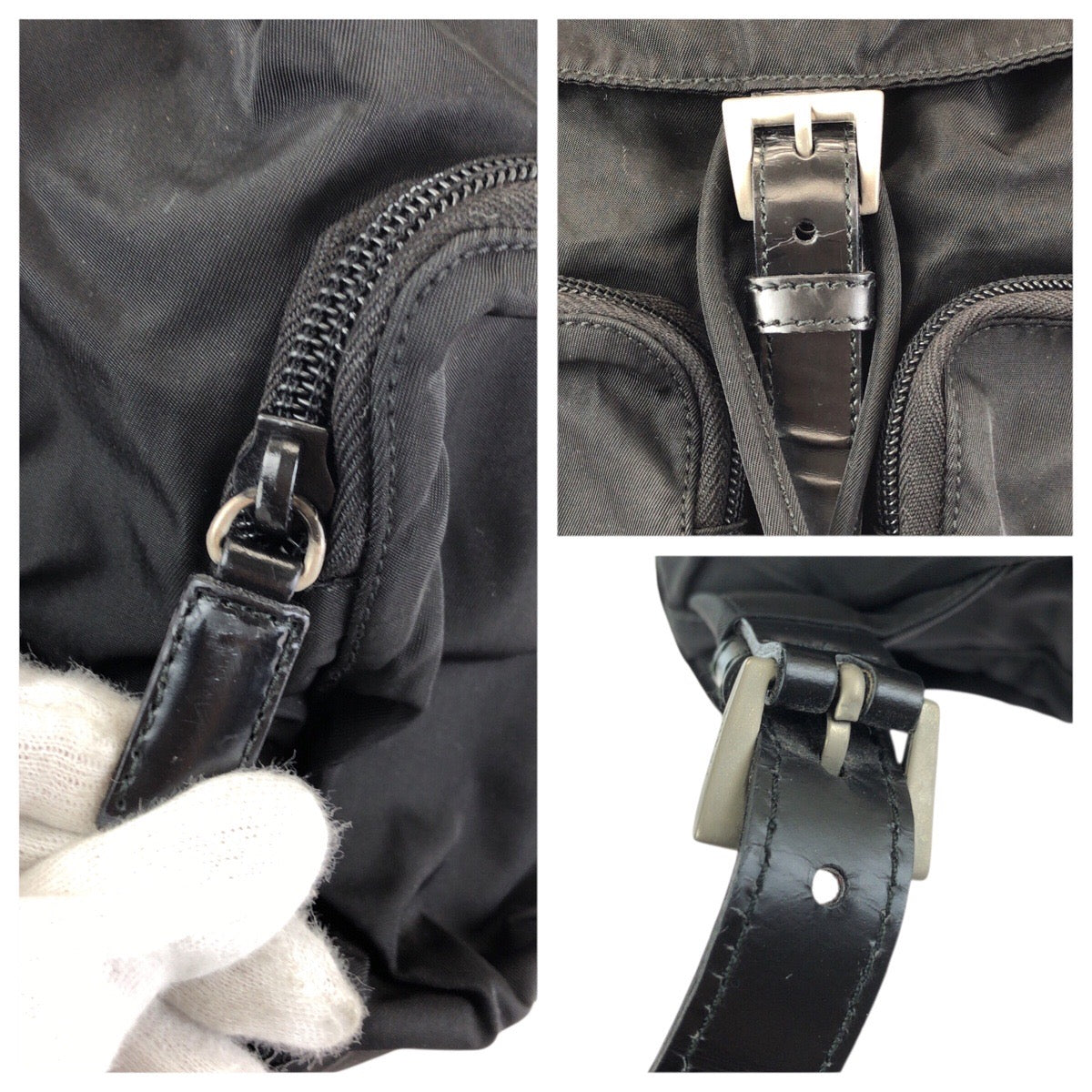 24772
PRADA プラダ テスート 三角ロゴプレート ブラック 黒 シルバー金具 ナイロン リュックサック バックパック レディース ABP42