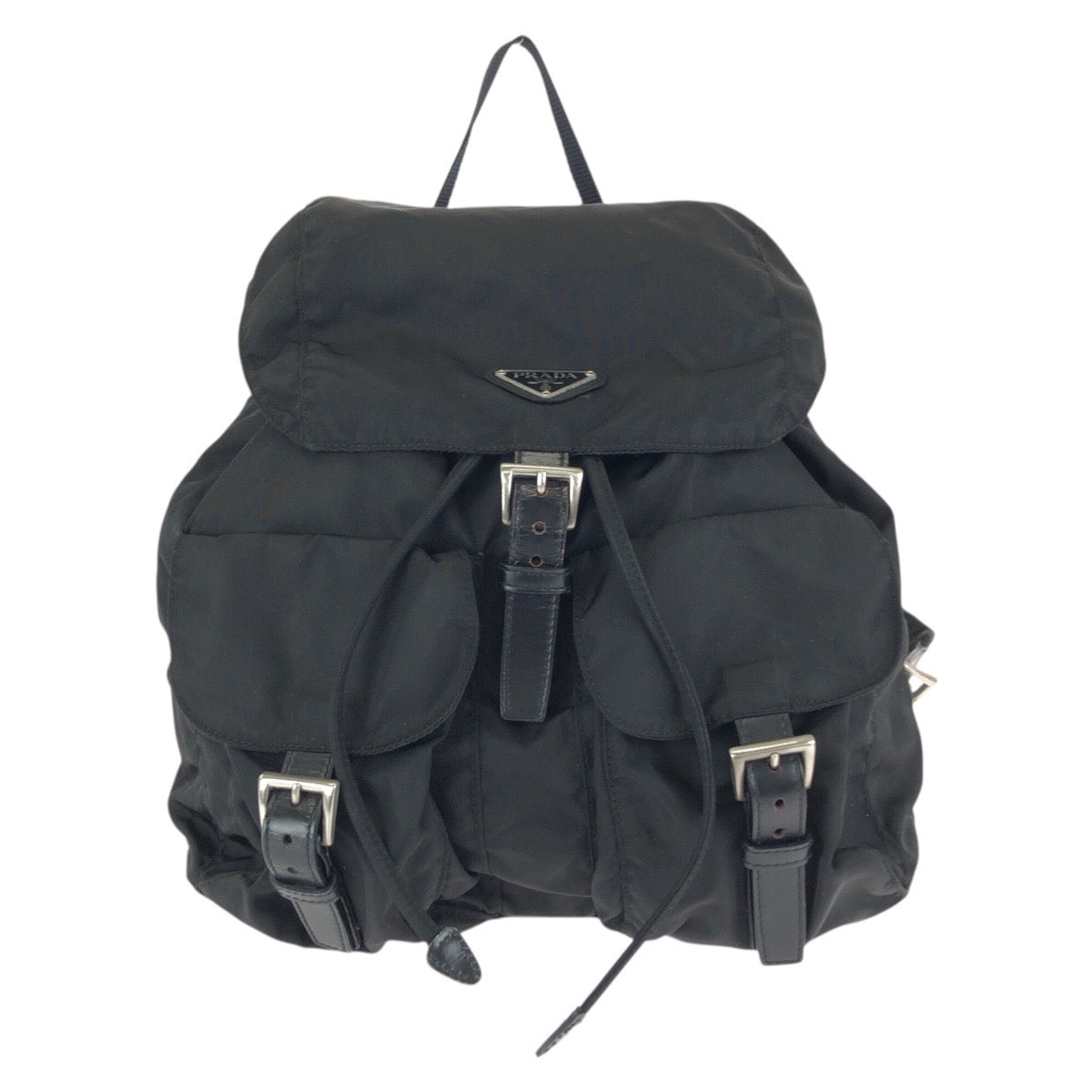 24773
PRADA プラダ テスート 三角ロゴプレート ブラック 黒 シルバー金具 ナイロン / レザー リュックサック バックパック レディース AB35