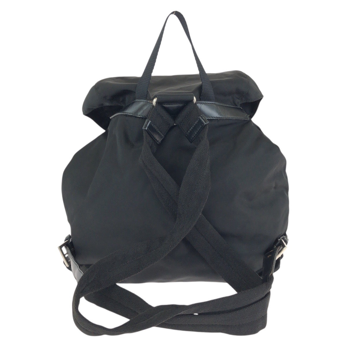 24773
PRADA プラダ テスート 三角ロゴプレート ブラック 黒 シルバー金具 ナイロン / レザー リュックサック バックパック レディース AB35