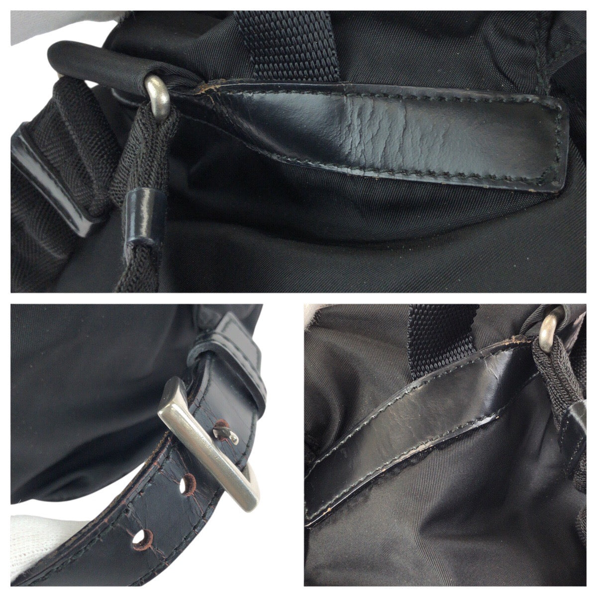 24773
PRADA プラダ テスート 三角ロゴプレート ブラック 黒 シルバー金具 ナイロン / レザー リュックサック バックパック レディース AB35