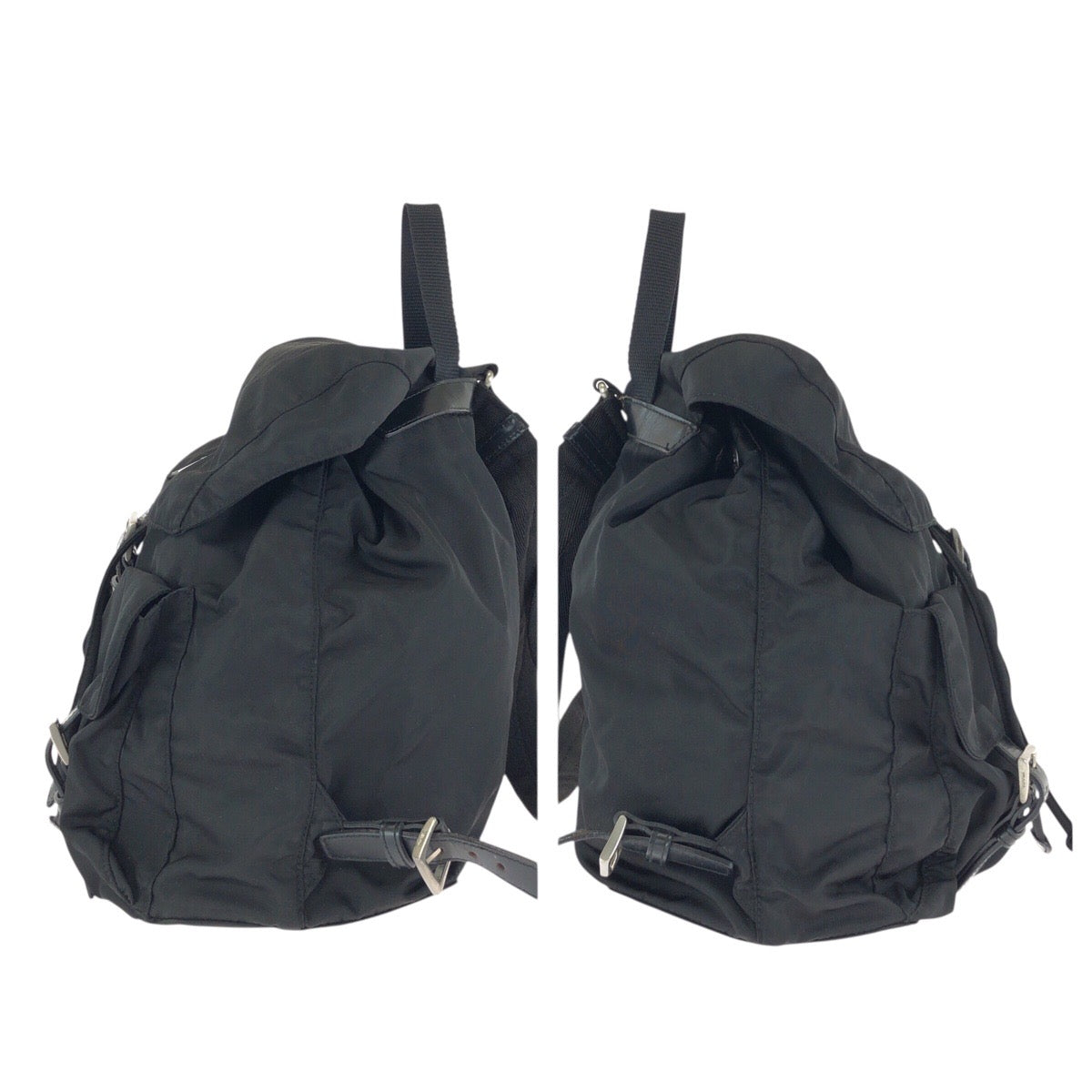 24773
PRADA プラダ テスート 三角ロゴプレート ブラック 黒 シルバー金具 ナイロン / レザー リュックサック バックパック レディース AB35