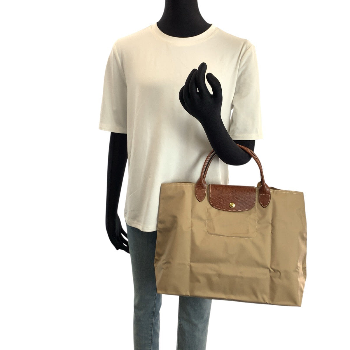 24776
Longchamp ロンシャン ル プリアージュ ベージュ ブラウン ゴールド金具 ナイロン / レザー 2704089841 ハンドバッグ トートバッグ レディース A14