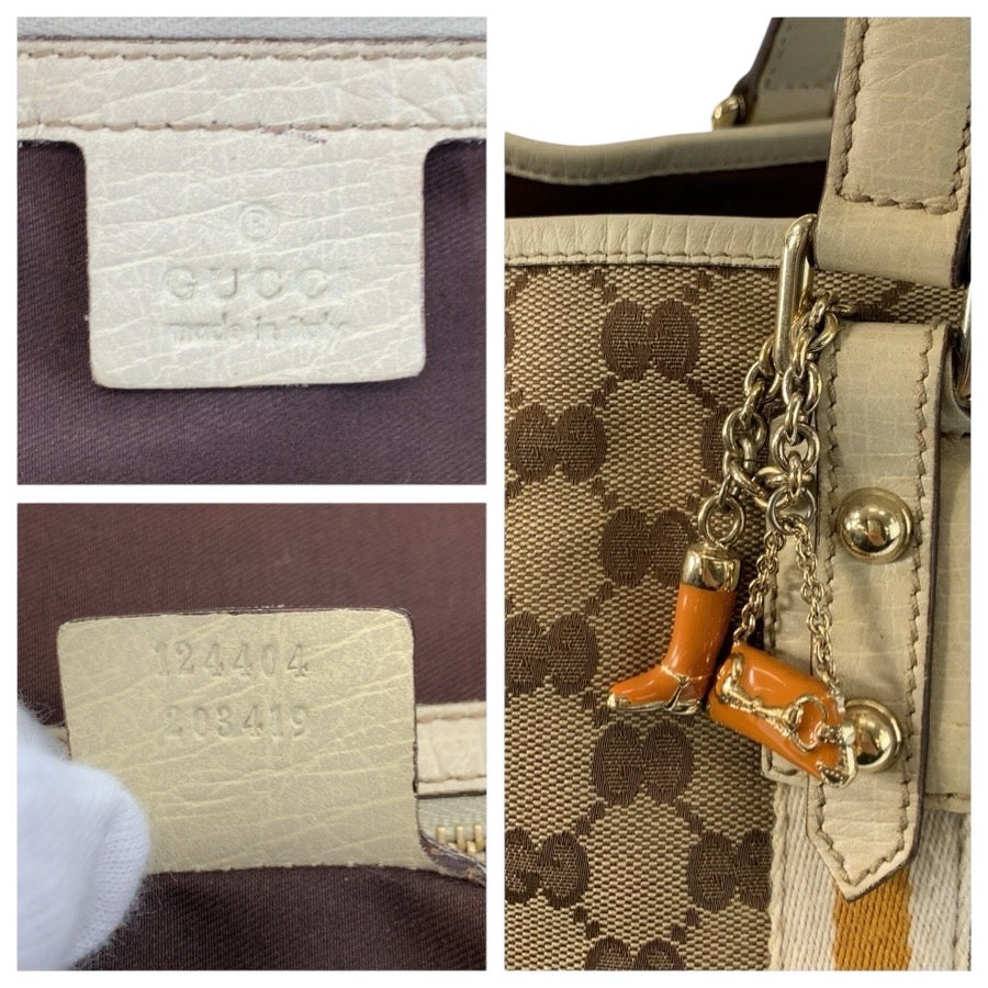 24777
GUCCI グッチ シェリーライン ベージュ アイボリー ゴールド金具 GGキャンバス / レザー 124404 トートバッグ ショルダーバッグ レディース AB28