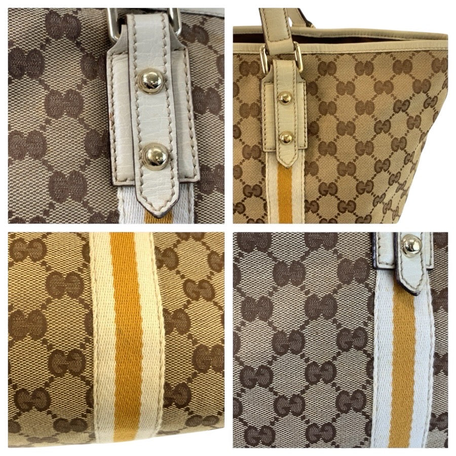 24777
GUCCI グッチ シェリーライン ベージュ アイボリー ゴールド金具 GGキャンバス / レザー 124404 トートバッグ ショルダーバッグ レディース AB28