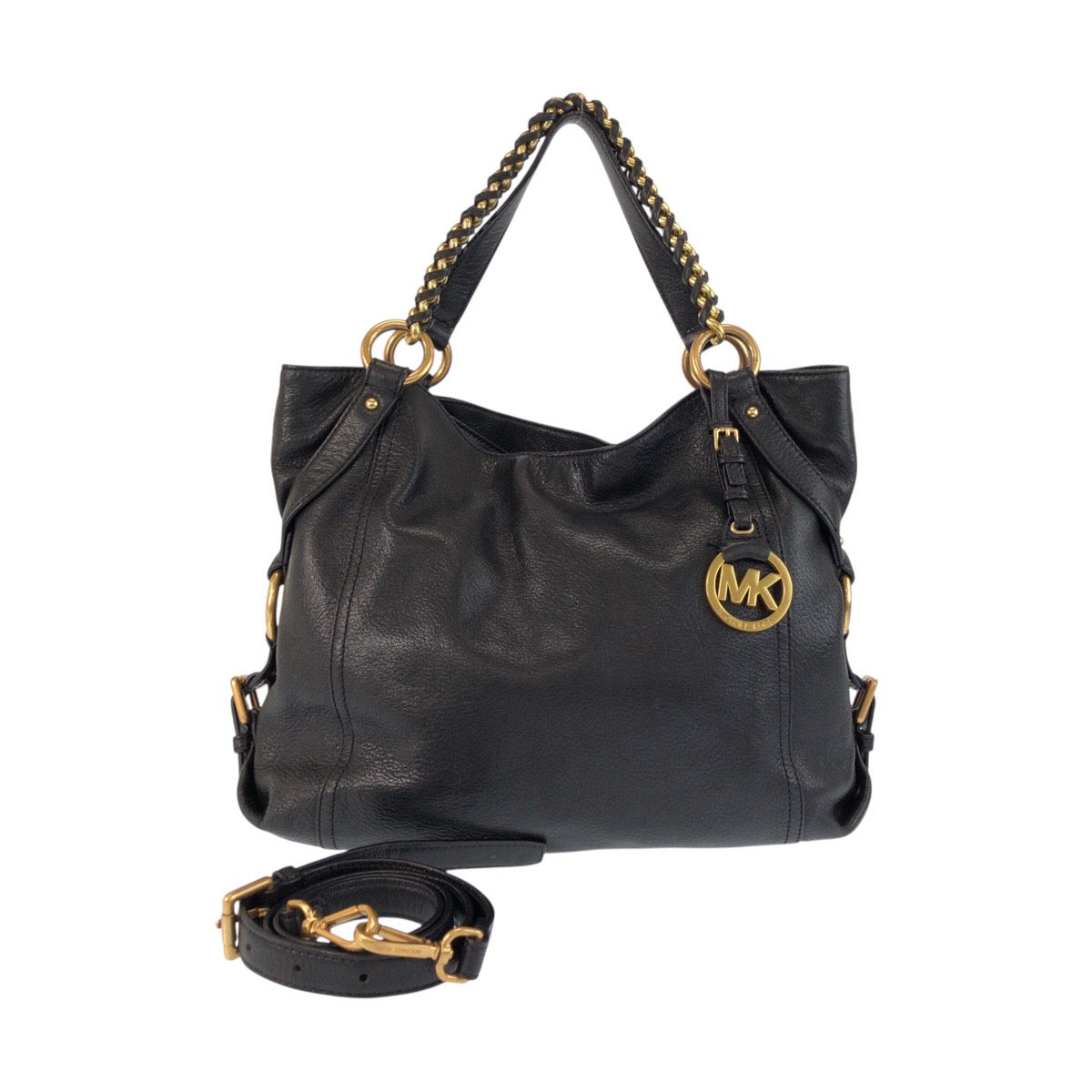 24778
Michael Kors マイケルコース チェーンハンドル ブラック 黒 ゴールド金具 レザー AQ1205 トートバッグ ショルダーバッグ ２WAY レディース AB14