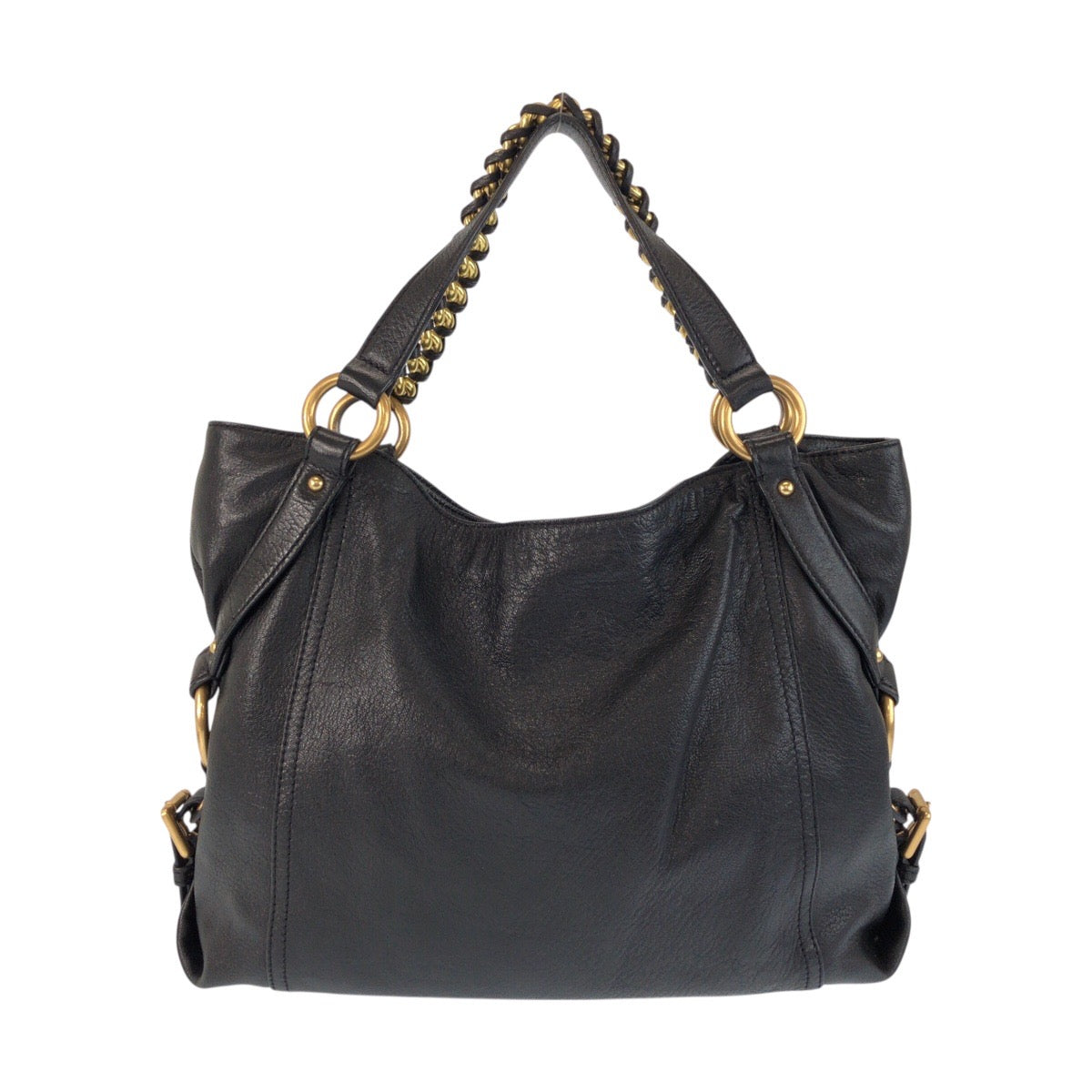 24778
Michael Kors マイケルコース チェーンハンドル ブラック 黒 ゴールド金具 レザー AQ1205 トートバッグ ショルダーバッグ ２WAY レディース AB14