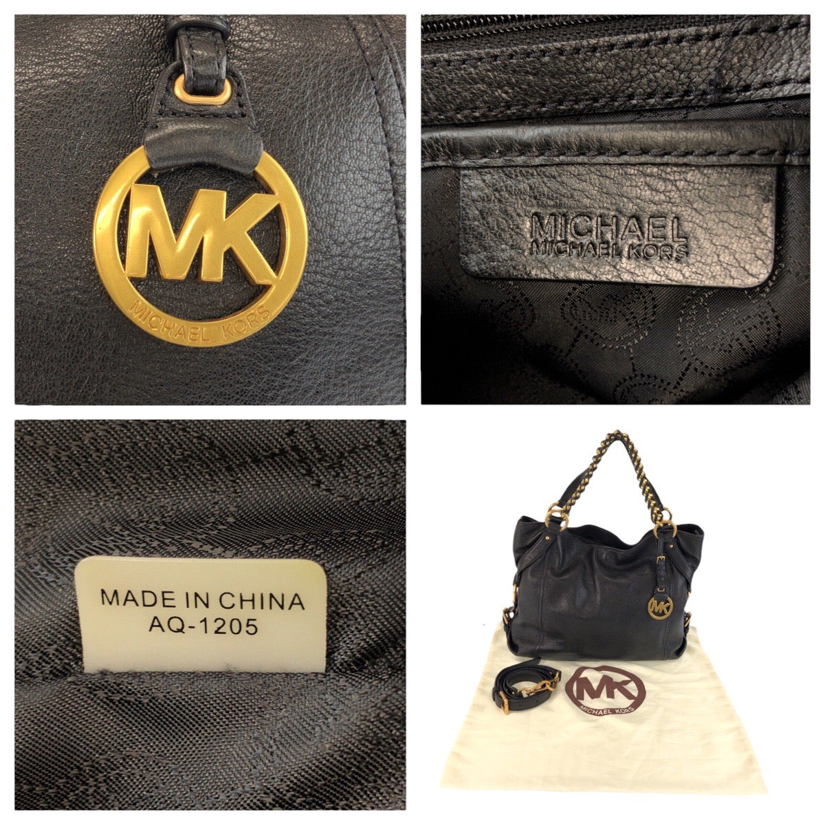 24778
Michael Kors マイケルコース チェーンハンドル ブラック 黒 ゴールド金具 レザー AQ1205 トートバッグ ショルダーバッグ ２WAY レディース AB14