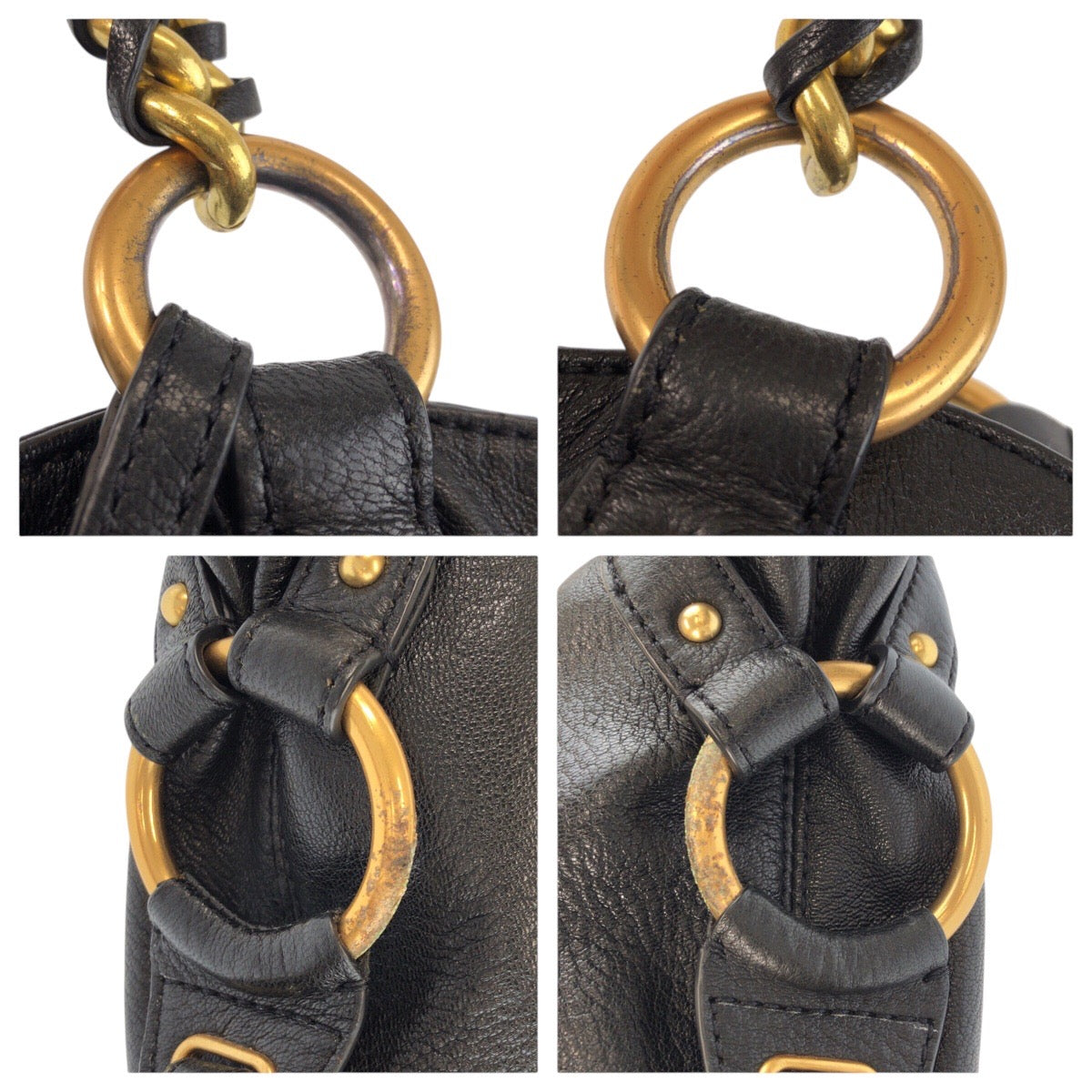 24778
Michael Kors マイケルコース チェーンハンドル ブラック 黒 ゴールド金具 レザー AQ1205 トートバッグ ショルダーバッグ ２WAY レディース AB14