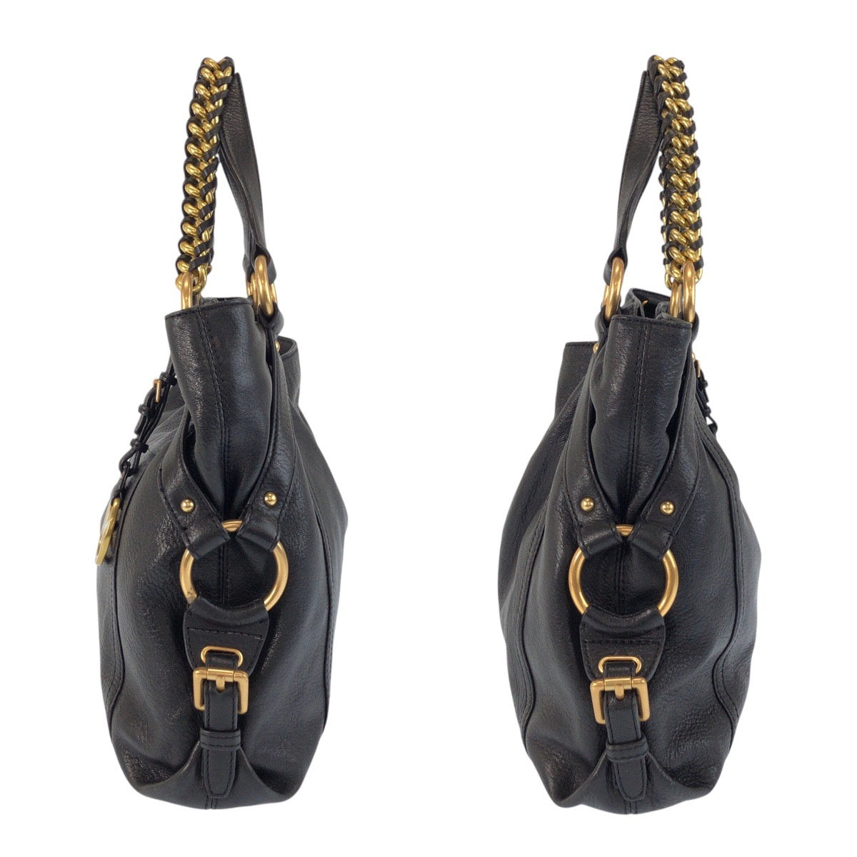 24778
Michael Kors マイケルコース チェーンハンドル ブラック 黒 ゴールド金具 レザー AQ1205 トートバッグ ショルダーバッグ ２WAY レディース AB14