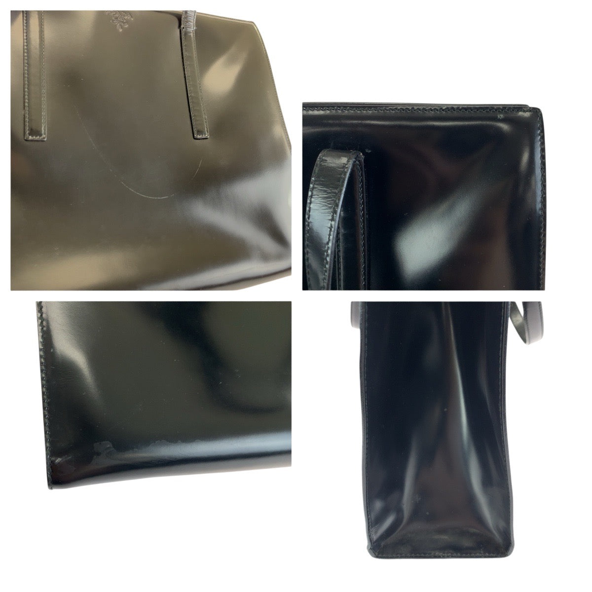 24783
PRADA プラダ ロゴ型押し ブラック 黒 シルバー金具 レザー ショルダーバッグ トートバッグ レディース ABP35