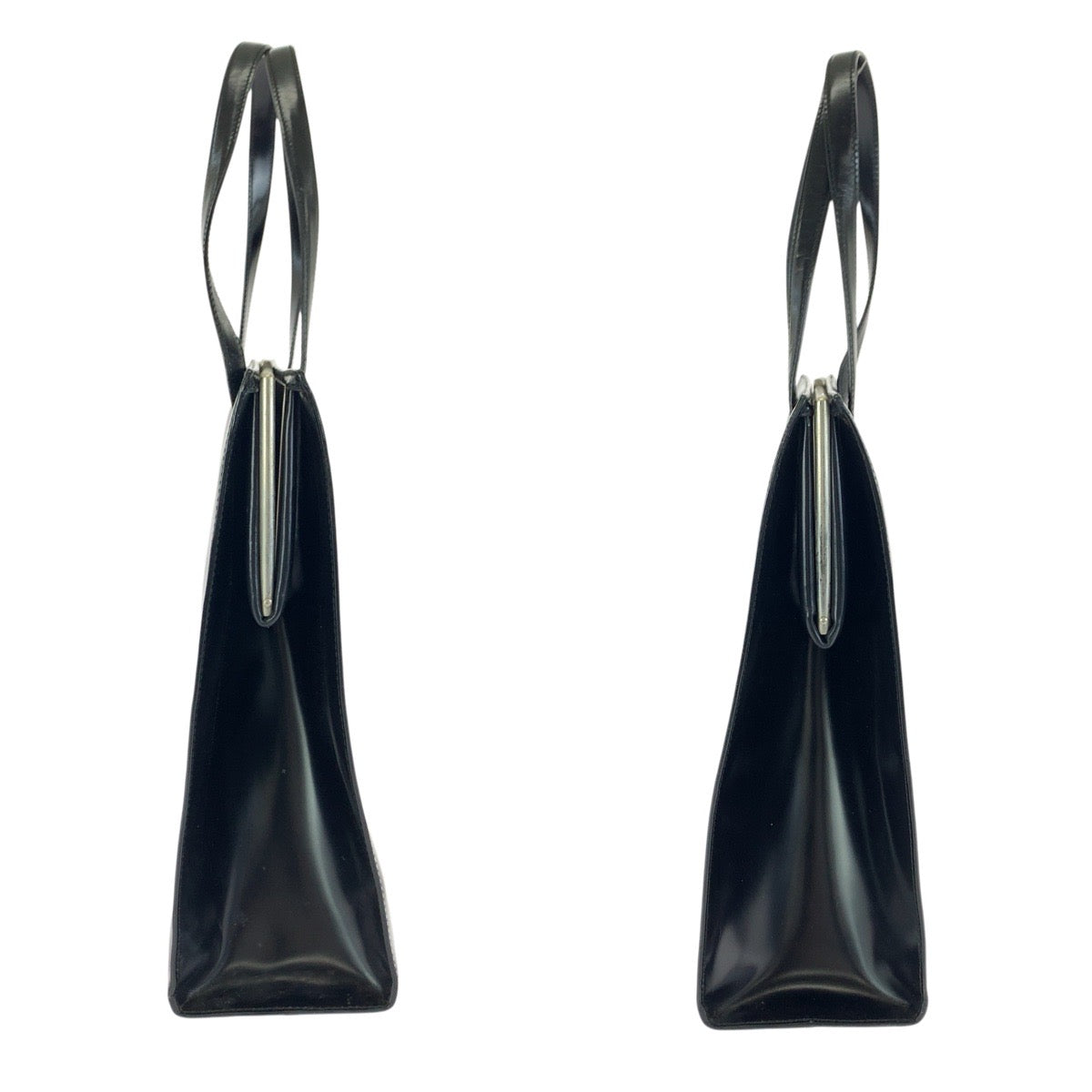 24783
PRADA プラダ ロゴ型押し ブラック 黒 シルバー金具 レザー ショルダーバッグ トートバッグ レディース ABP35