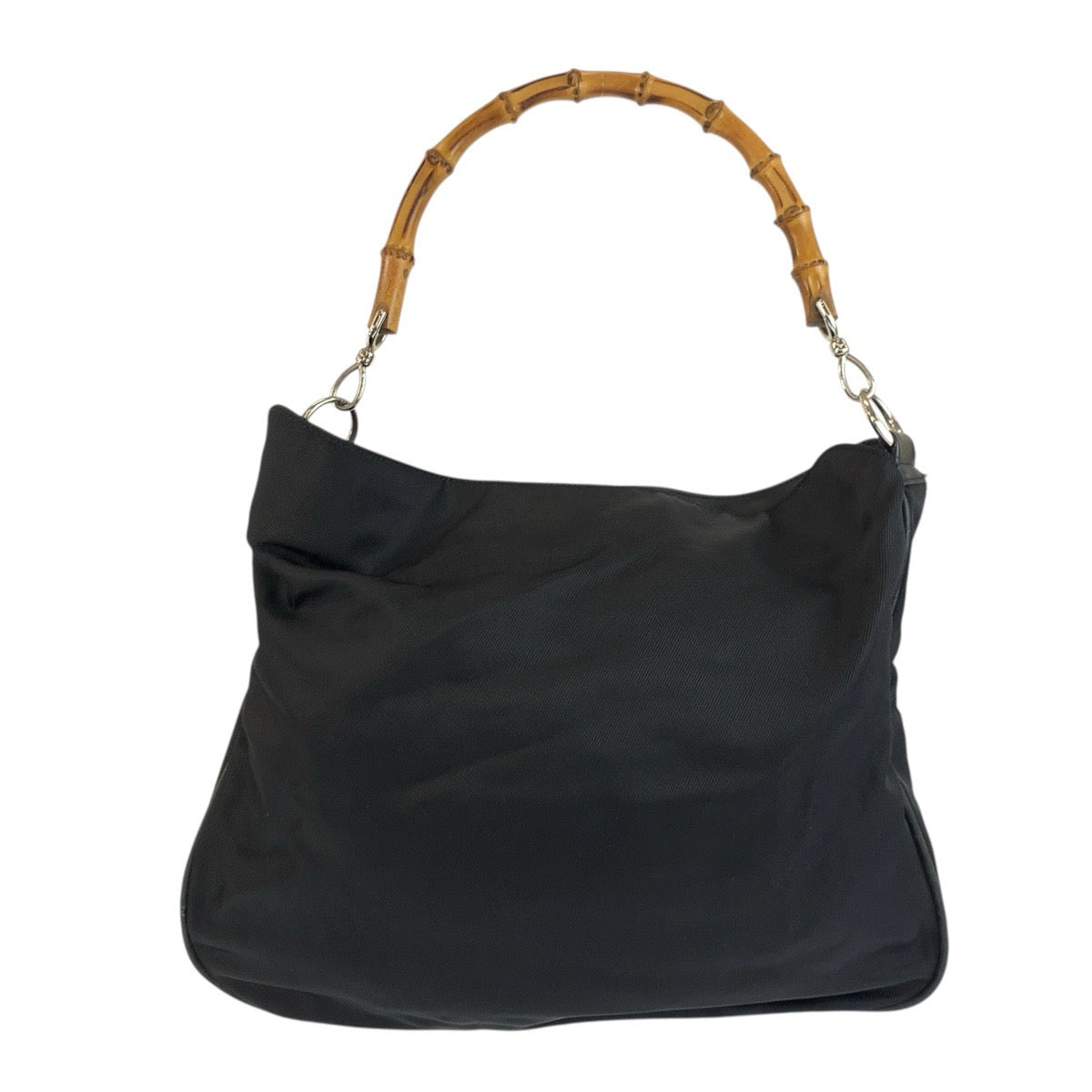 24789
GUCCI グッチ バンブー ブラック 黒 シルバー金具 ナイロン 001 2852 ハンドバッグ ショルダーバッグ 2way レディース AB21