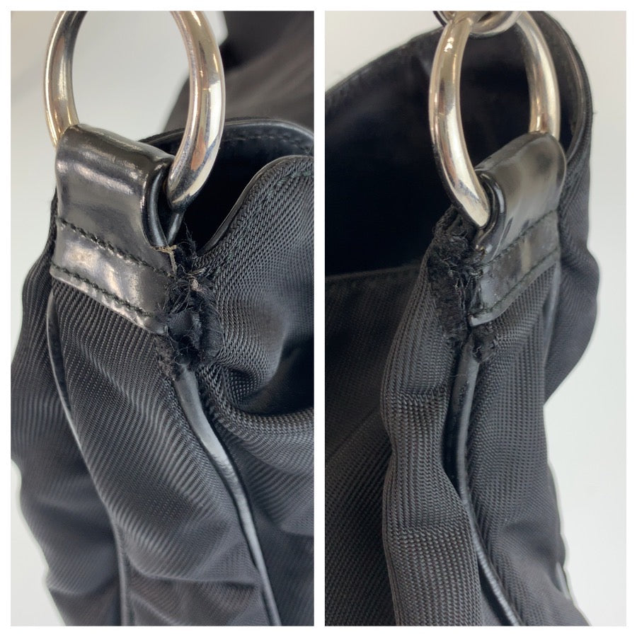 24789
GUCCI グッチ バンブー ブラック 黒 シルバー金具 ナイロン 001 2852 ハンドバッグ ショルダーバッグ 2way レディース AB21