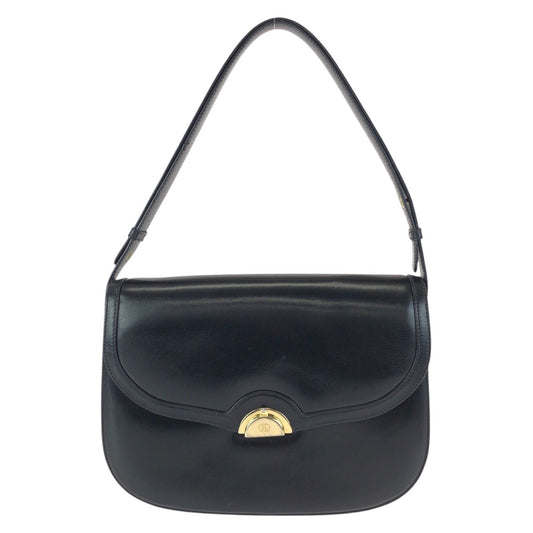24790
GUCCI グッチ ヴィンテージ オールドグッチ ブラック 黒 ゴールド金具 レザー ショルダーバッグ レディース ABP42