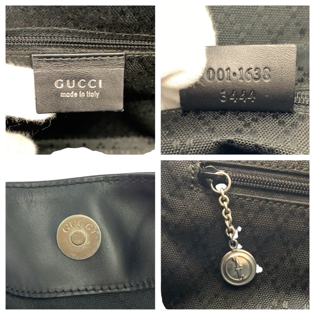 24794
GUCCI グッチ バンブー ブラック 黒 シルバー金具 ナイロン / レザー 001 1638 ショルダーバッグ ハンドバッグ レディース ABP23