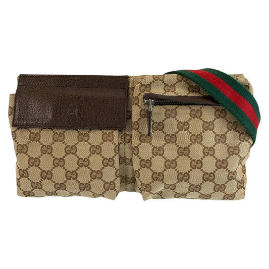 24797
GUCCI グッチ シェリーライン ベージュ ブラウン GGキャンバス / レザー 28566 ボディバッグ ウエストポーチ メンズ A56