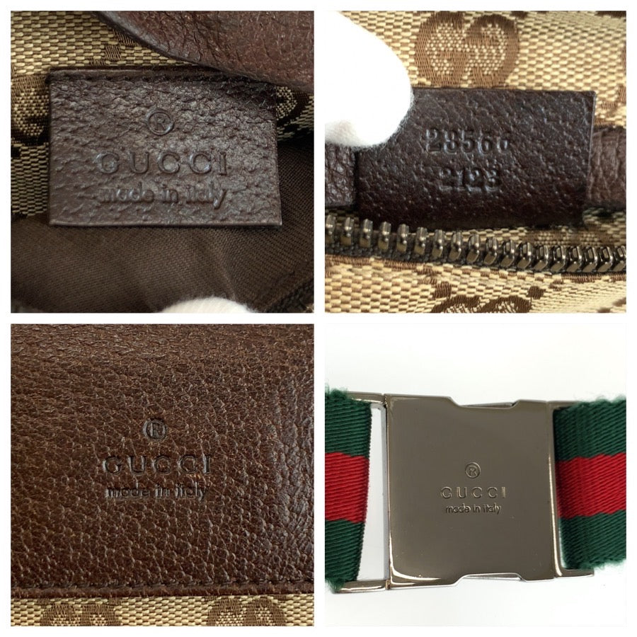 24797
GUCCI グッチ シェリーライン ベージュ ブラウン GGキャンバス / レザー 28566 ボディバッグ ウエストポーチ メンズ A56