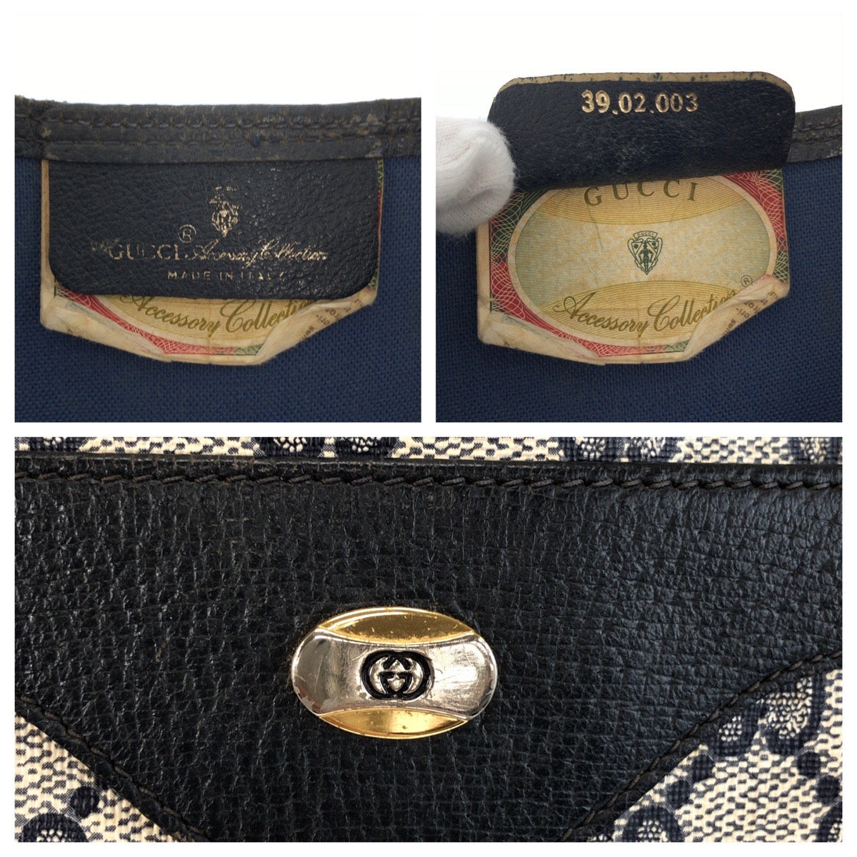 24799
GUCCI グッチ ヴィンテージ シェリーライン ブルー グレー GGスプリームキャンバス / レザー 39 02 003 ショルダーバッグ レディース AB21