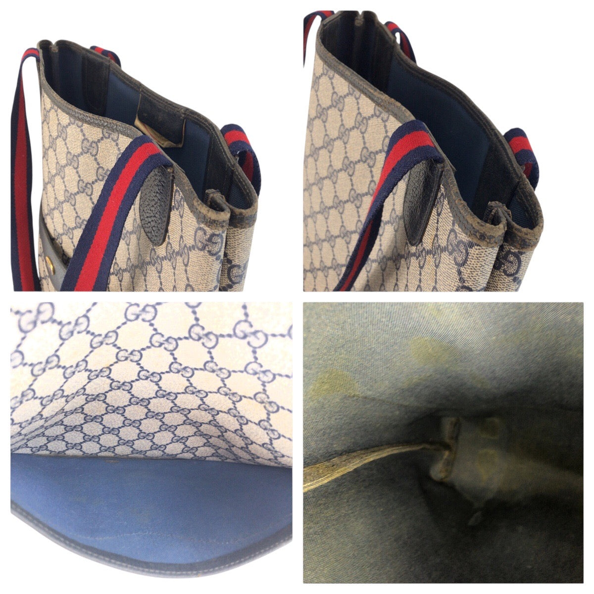 24799
GUCCI グッチ ヴィンテージ シェリーライン ブルー グレー GGスプリームキャンバス / レザー 39 02 003 ショルダーバッグ レディース AB21