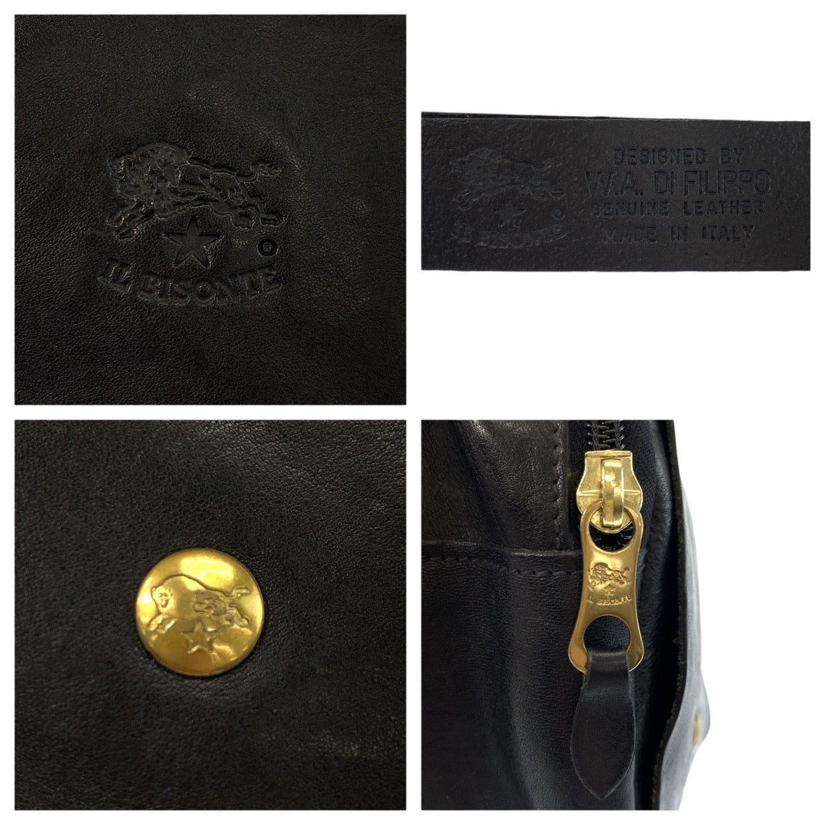 24800
IL BISONTE イルビゾンテ ブラック 黒 ゴールド金具 レザー 54_1_5442400116 ボディバッグ ウエストポーチ バムバッグ レディース ABP15
