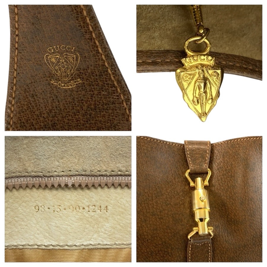24801
GUCCI グッチ ヴィンテージ ジャッキー ブラウン ゴールド金具 レザー 98 15 00 1244 ショルダーバッグ ハンドバッグ レディース ABP56