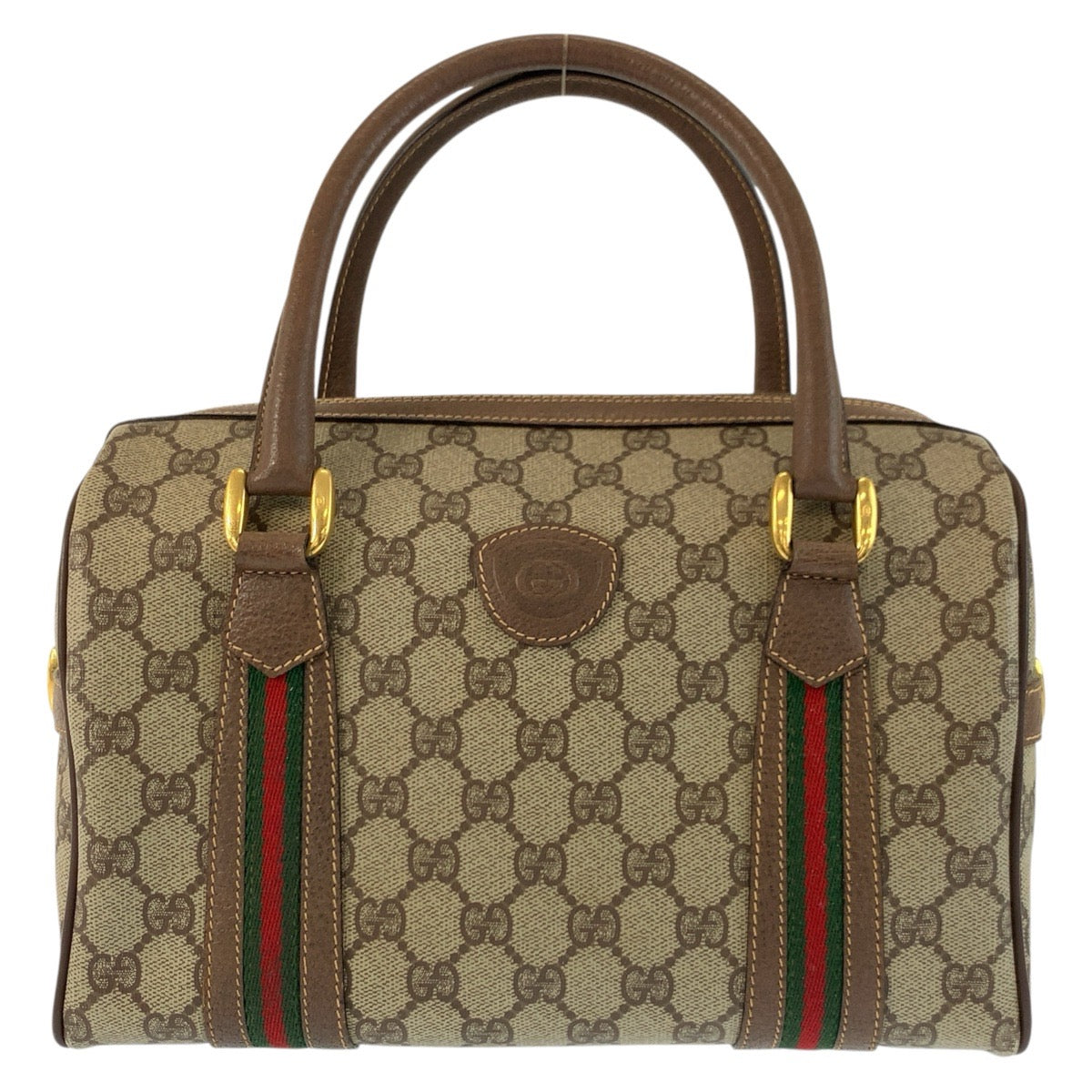 24802
GUCCI グッチ ヴィンテージ シェリーライン ベージュ ブラウン ゴールド金具 PVC / レザー 002 115 6697 ハンドバッグ ボストンバッグ レディース AB42