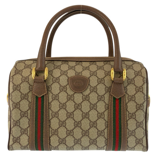 24802
GUCCI グッチ ヴィンテージ シェリーライン ベージュ ブラウン ゴールド金具 PVC / レザー 002 115 6697 ハンドバッグ ボストンバッグ レディース AB42
