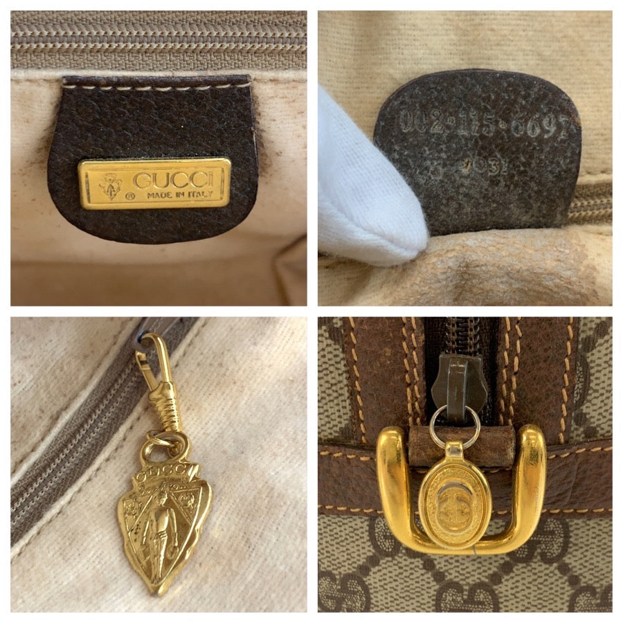 24802
GUCCI グッチ ヴィンテージ シェリーライン ベージュ ブラウン ゴールド金具 PVC / レザー 002 115 6697 ハンドバッグ ボストンバッグ レディース AB42
