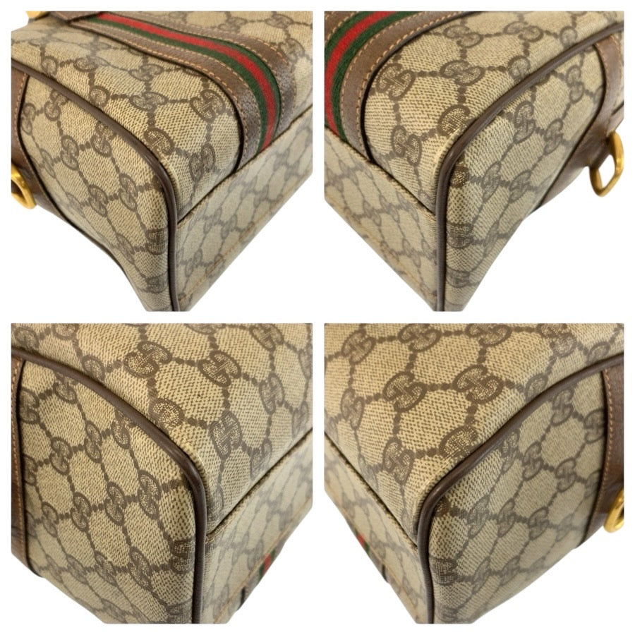 24802
GUCCI グッチ ヴィンテージ シェリーライン ベージュ ブラウン ゴールド金具 PVC / レザー 002 115 6697 ハンドバッグ ボストンバッグ レディース AB42