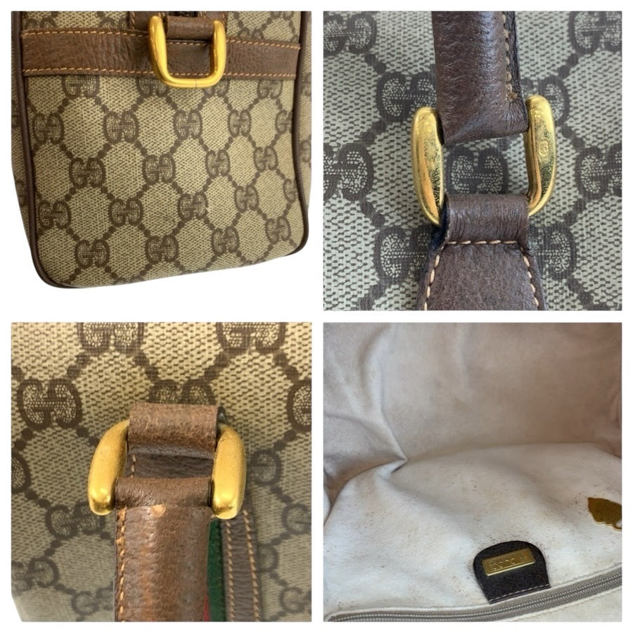 24802
GUCCI グッチ ヴィンテージ シェリーライン ベージュ ブラウン ゴールド金具 PVC / レザー 002 115 6697 ハンドバッグ ボストンバッグ レディース AB42