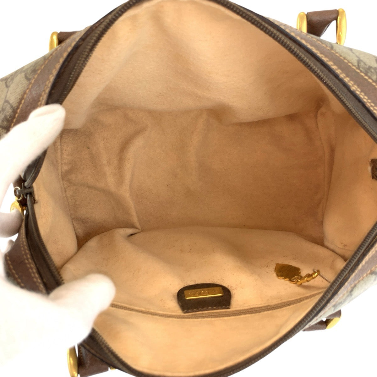 24802
GUCCI グッチ ヴィンテージ シェリーライン ベージュ ブラウン ゴールド金具 PVC / レザー 002 115 6697 ハンドバッグ ボストンバッグ レディース AB42
