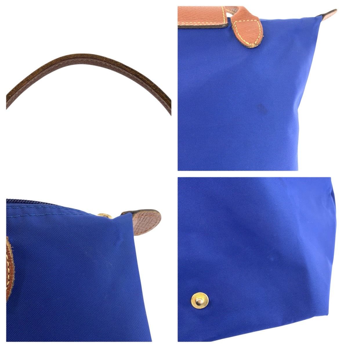 24805
Longchamp ロンシャン ルプリアージュ ブルー ブラウン ゴールド金具 ナイロン / レザー 1621089683 トートバッグ ハンドバッグ レディース AB14
