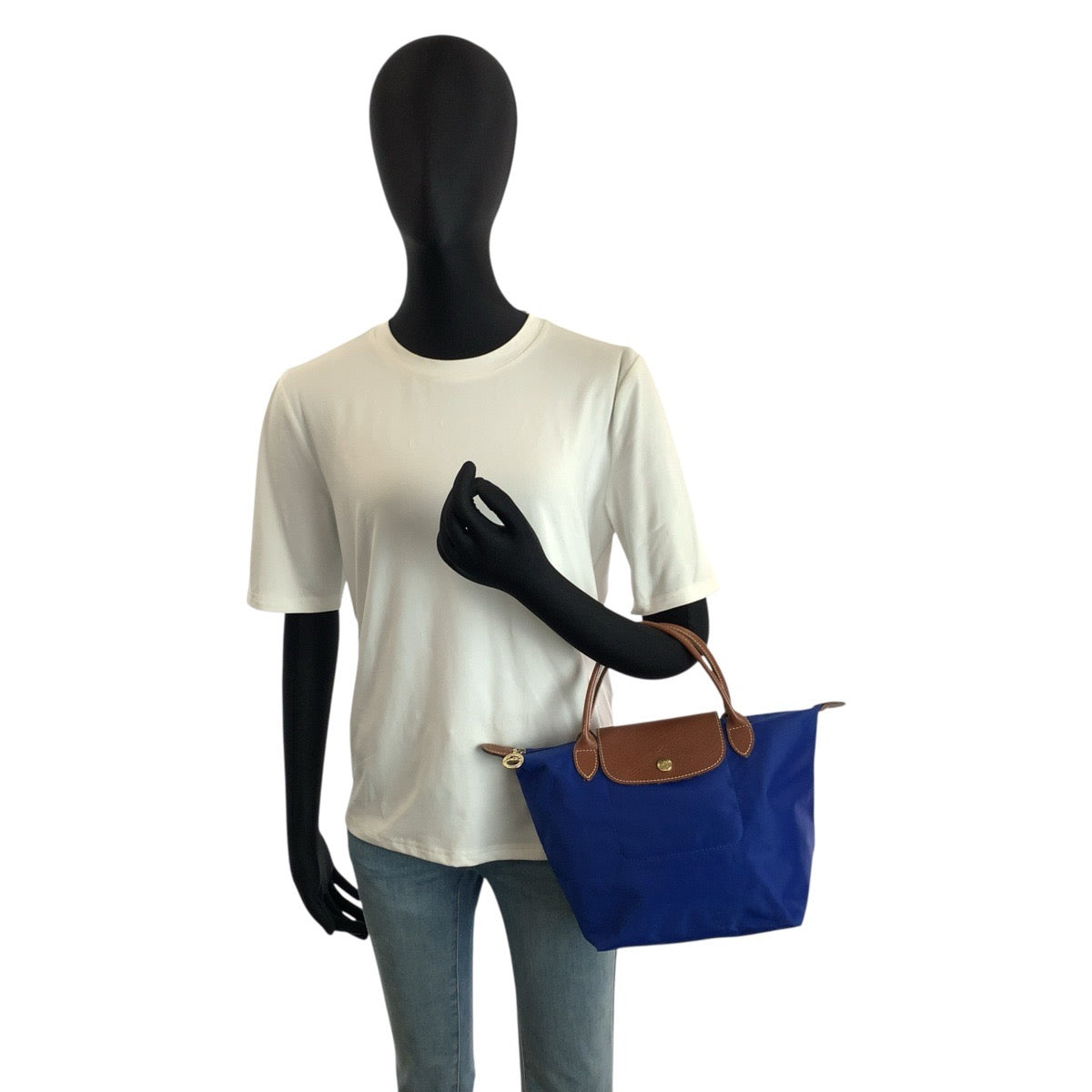 24805
Longchamp ロンシャン ルプリアージュ ブルー ブラウン ゴールド金具 ナイロン / レザー 1621089683 トートバッグ ハンドバッグ レディース AB14
