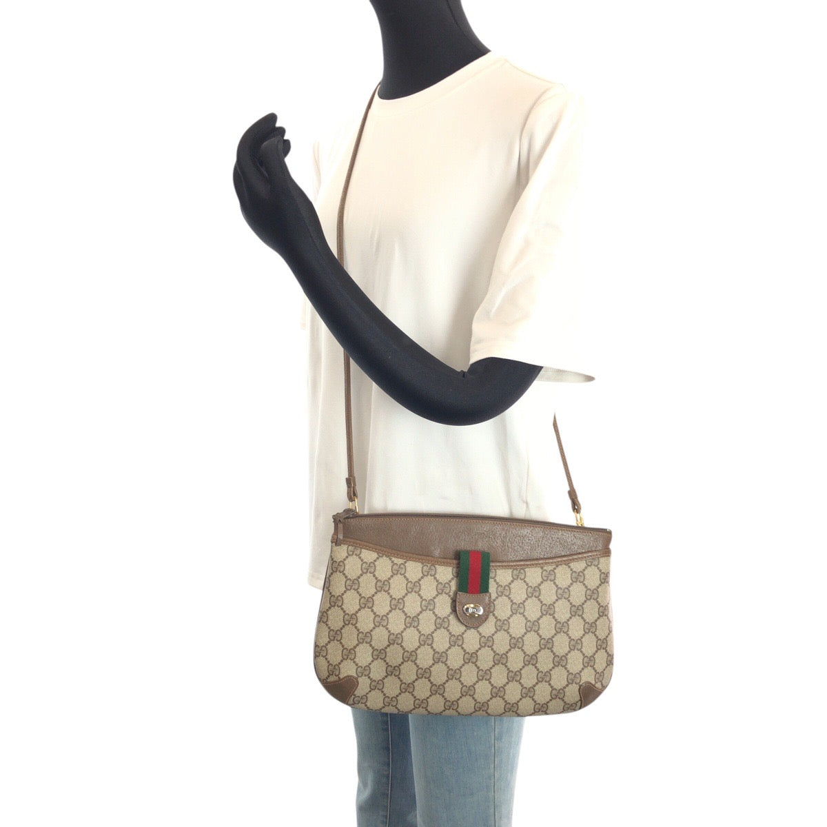 24809
GUCCI グッチ ヴィンテージ シェリーライン ベージュ ブラウン ゴールド金具 GGスプリームキャンバス / レザー 904 02 026 ショルダーバッグ メッセンジャーバッグ レディース AB42