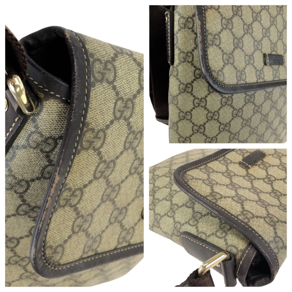 24810
GUCCI グッチ ベージュ ブラウン ゴールド金具 GGスプリームキャンバス / レザー 223666 ショルダーバッグ メッセンジャーバッグ レディース ABP42