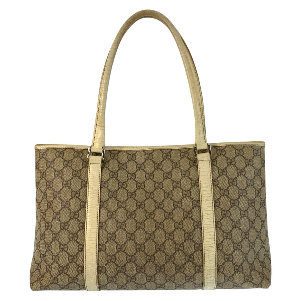 24813
GUCCI グッチ ベージュ アイボリー シルバー金具 GGスプリームキャンバス / レザー 1145951 トートバッグ ハンドバッグ レディース AB21