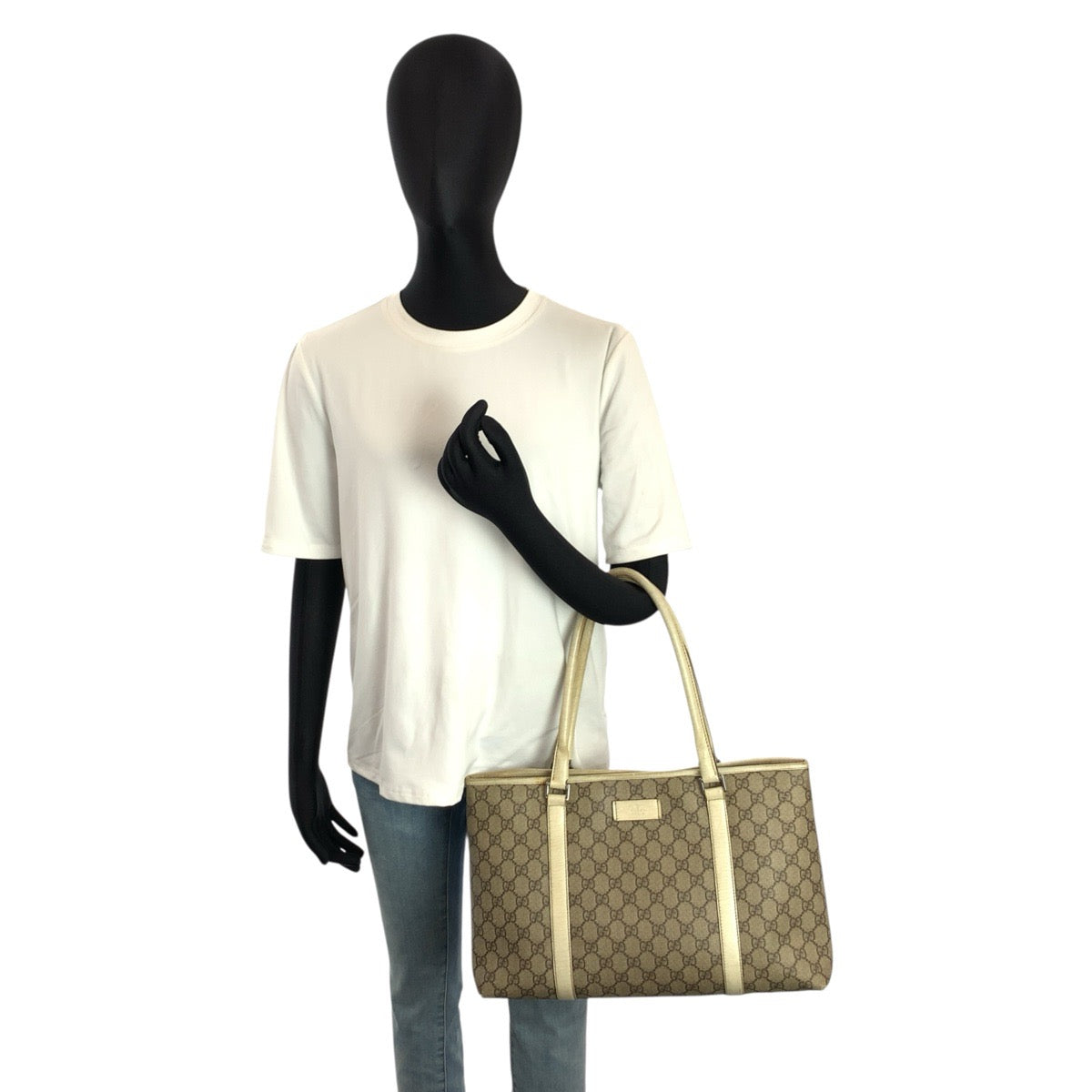 24813
GUCCI グッチ ベージュ アイボリー シルバー金具 GGスプリームキャンバス / レザー 1145951 トートバッグ ハンドバッグ レディース AB21