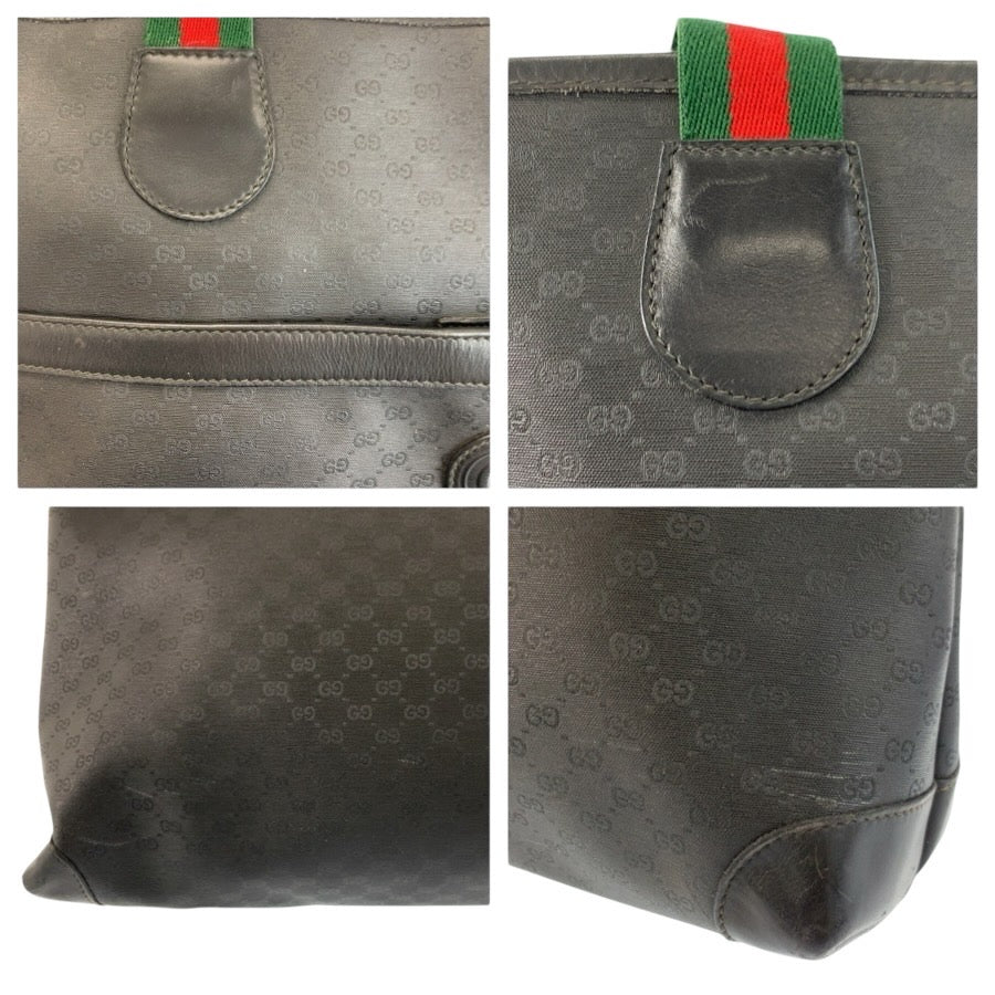 24814
GUCCI グッチ ヴィンテージ マイクロGG シェリーライン ブラック 黒 PVC 002 084 0215 トートバッグ ショルダーバッグ ボストンバッグ レディース ABP42