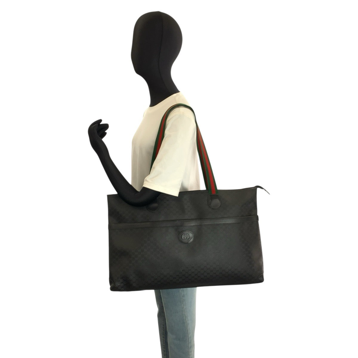 24814
GUCCI グッチ ヴィンテージ マイクロGG シェリーライン ブラック 黒 PVC 002 084 0215 トートバッグ ショルダーバッグ ボストンバッグ レディース ABP42