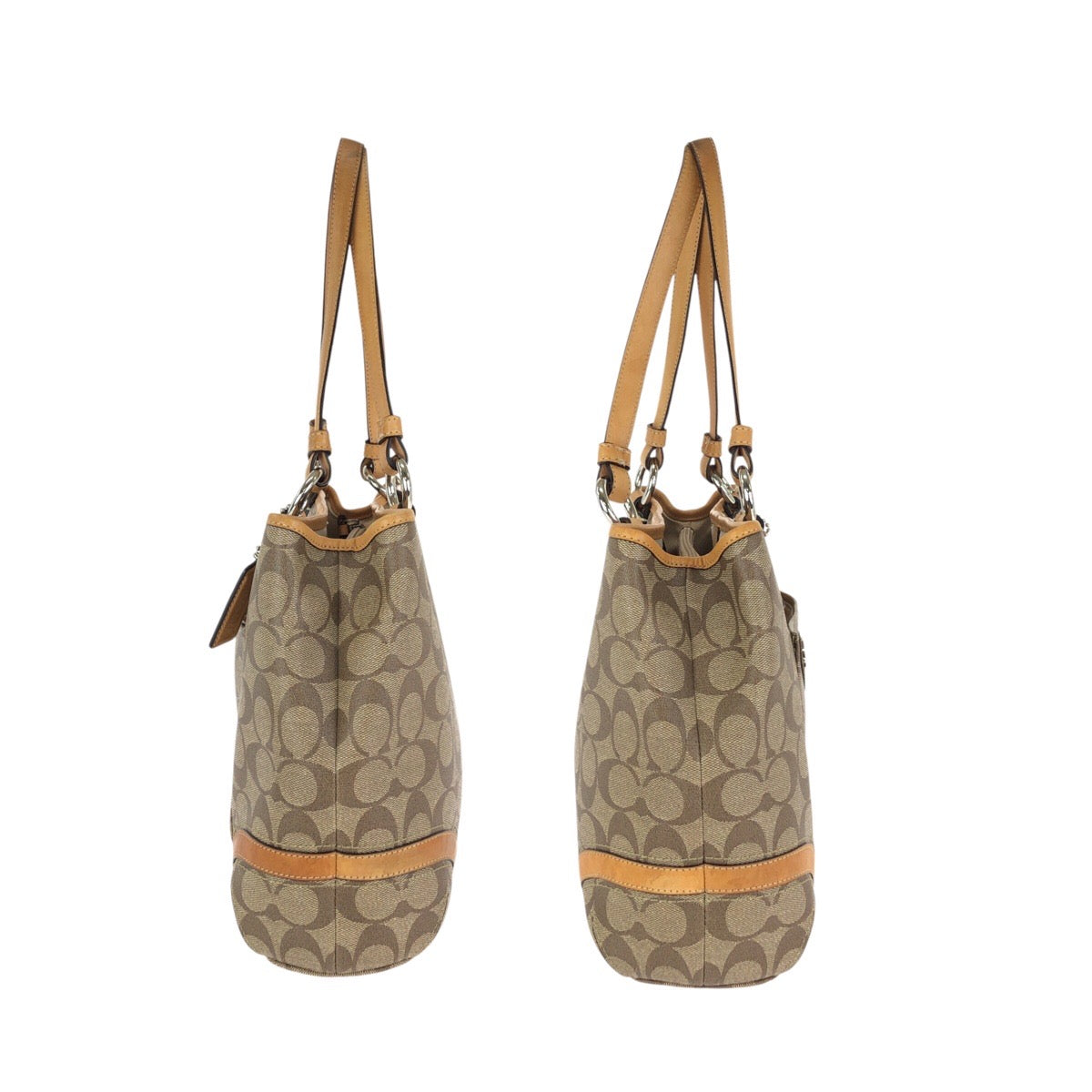24818
COACH コーチ シグネチャー ブラウン ライトブラウン シルバー金具 PVC / レザー F18921 トートバッグ ショルダーバッグ レディース AB8