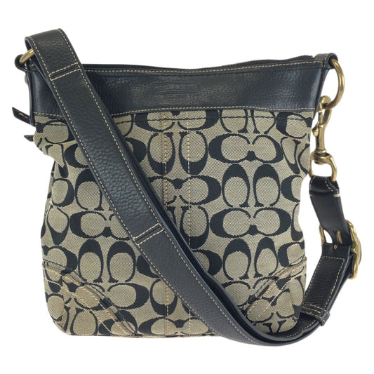 24820
COACH コーチ シグネチャー ミディアムダッフル ブラック ベージュ ゴールド金具 キャンバス / レザー F10402 ショルダーバッグ メッセンジャーバッグ レディース ABP8