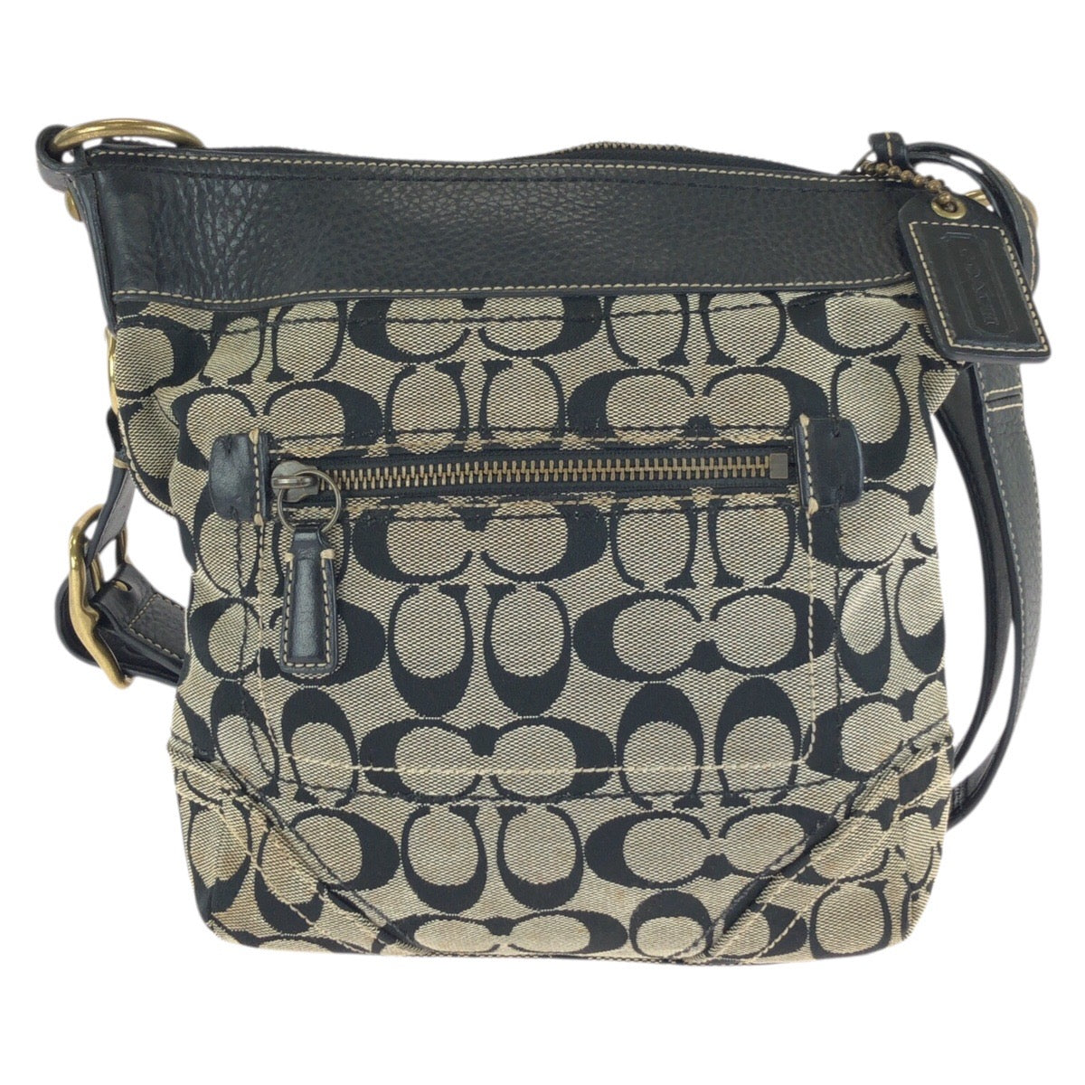 24820
COACH コーチ シグネチャー ミディアムダッフル ブラック ベージュ ゴールド金具 キャンバス / レザー F10402 ショルダーバッグ メッセンジャーバッグ レディース ABP8
