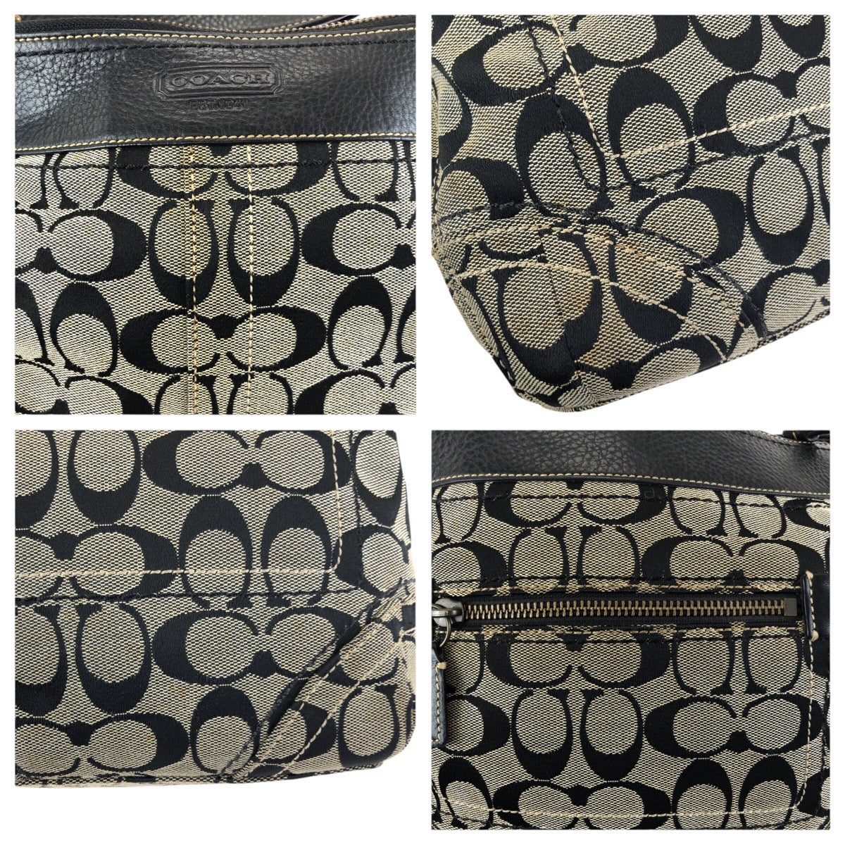 24820
COACH コーチ シグネチャー ミディアムダッフル ブラック ベージュ ゴールド金具 キャンバス / レザー F10402 ショルダーバッグ メッセンジャーバッグ レディース ABP8