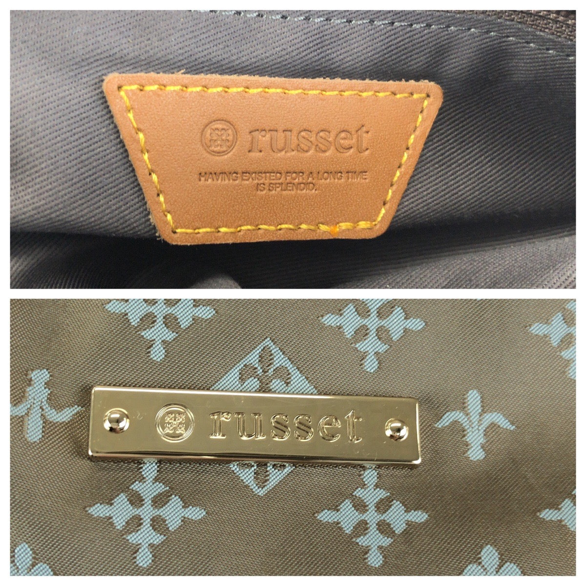 24821
russet ラシット カーキ ブラウン ゴールド金具 ナイロン ハンドバッグ ショルダーバッグ 2WAY レディース A14