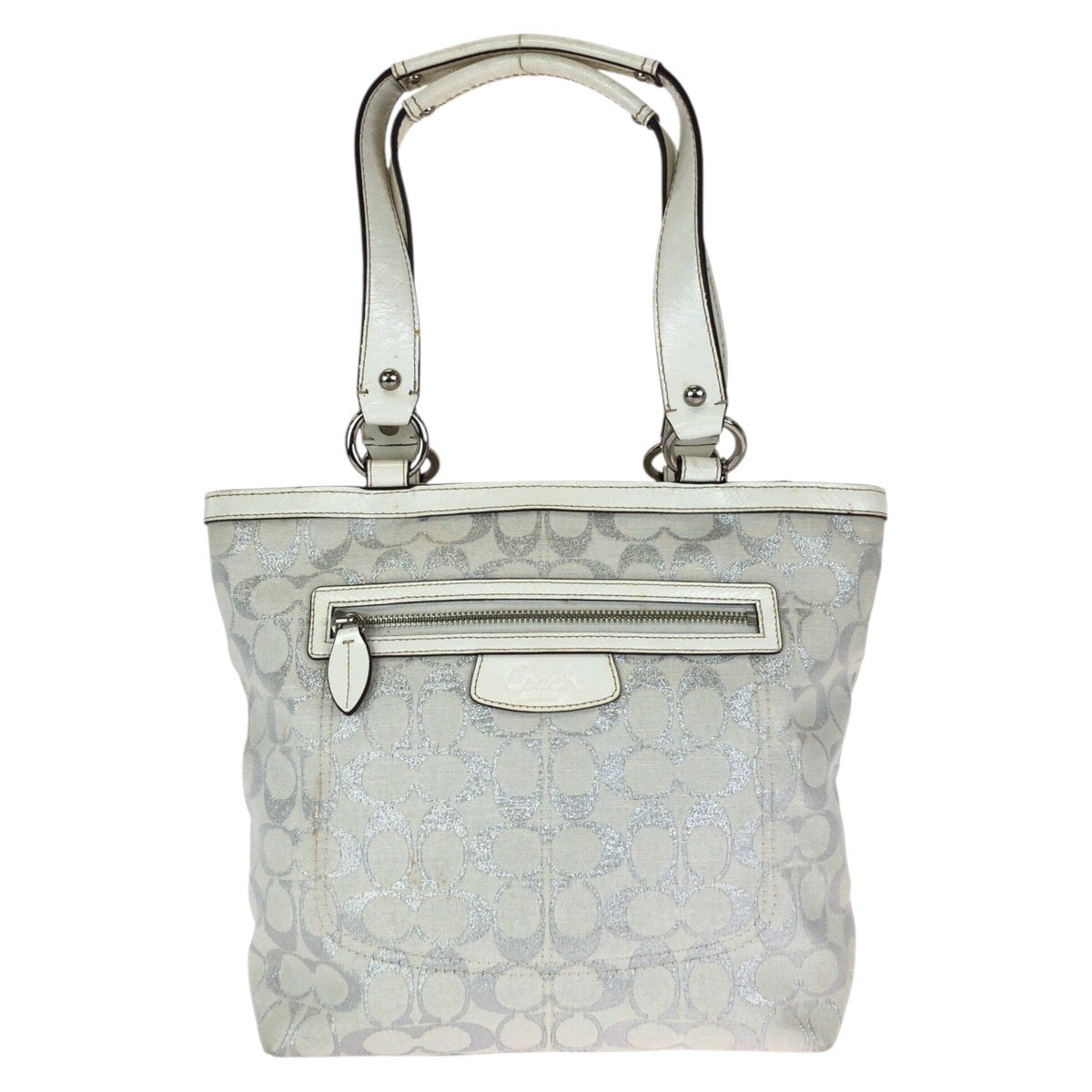 24824
COACH コーチ シグネチャー ホワイト シルバー金具 キャンバス / レザー 20261E トートバッグ ショルダーバッグ レディース AB8
