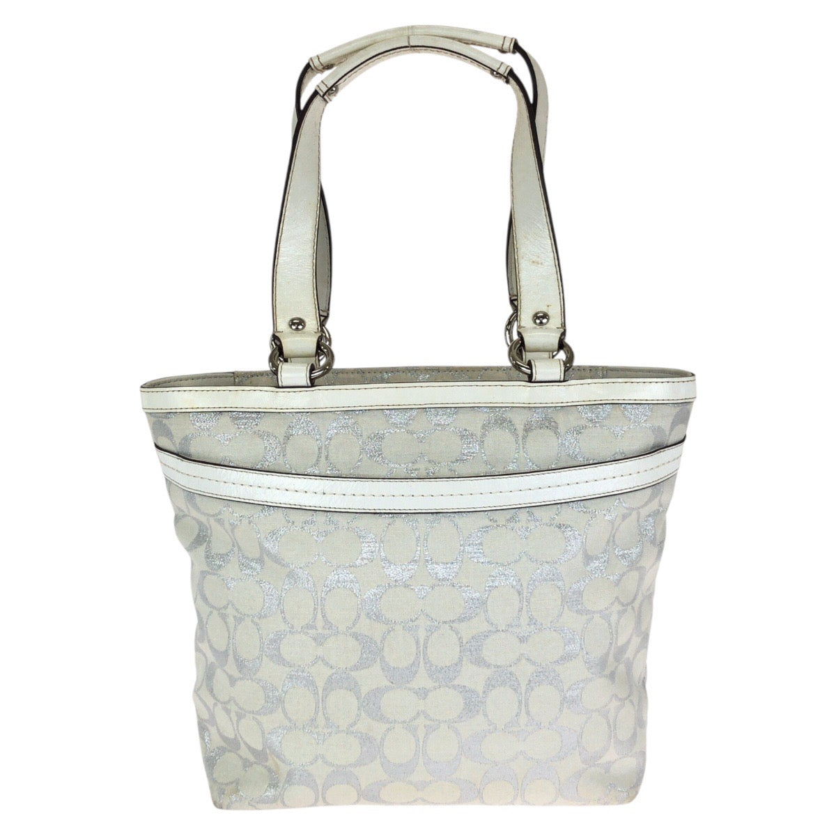 24824
COACH コーチ シグネチャー ホワイト シルバー金具 キャンバス / レザー 20261E トートバッグ ショルダーバッグ レディース AB8