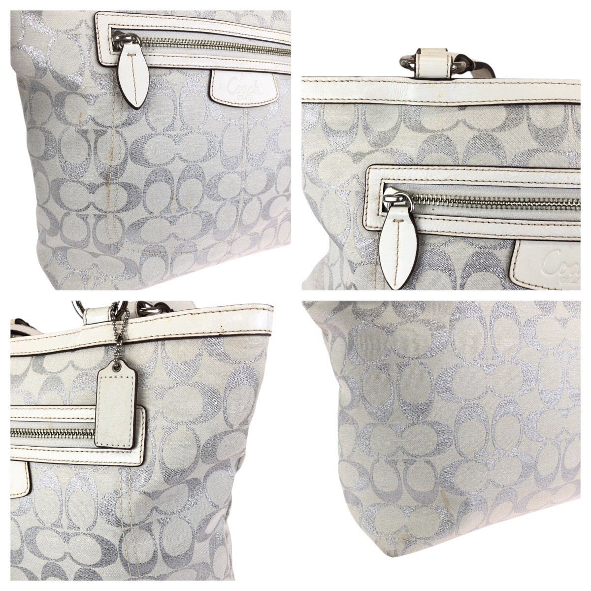 24824
COACH コーチ シグネチャー ホワイト シルバー金具 キャンバス / レザー 20261E トートバッグ ショルダーバッグ レディース AB8